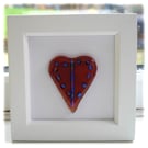 Mini Dichroic Heart in Box Frame Fused Glass Picture 001