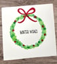 A Christmas Holly and berry wreath, hand painted watercolour Christmas card  - Image 1
