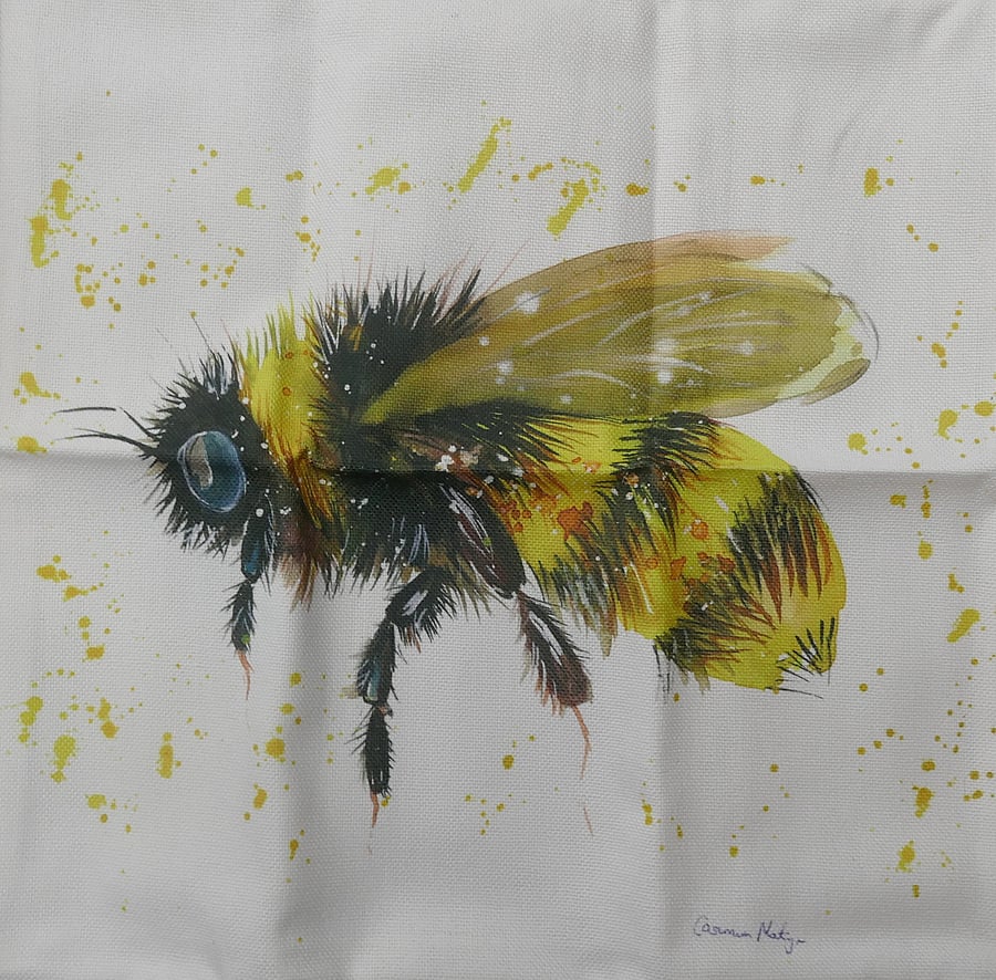 Bumble bee Cotton Canvas Cushion Cover 18" x 18"