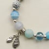 Pale Blue and Silver Mixed Bead Shell  Charm Bracelet   KCJ639
