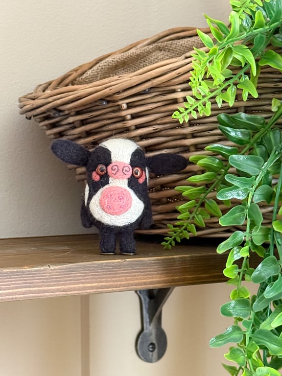 Needle Felted Cow Art Doll