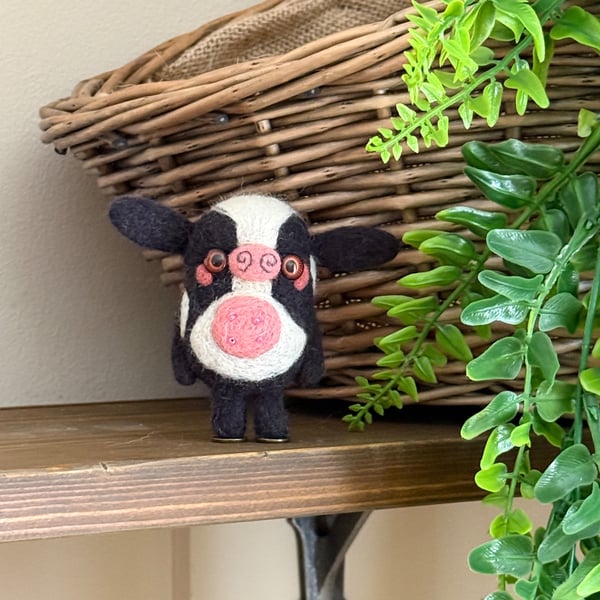Needle Felted Cow Art Doll