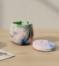 Lilac Pink Green Marbled Jewellery Box with Red Accents Star Trinket Pot