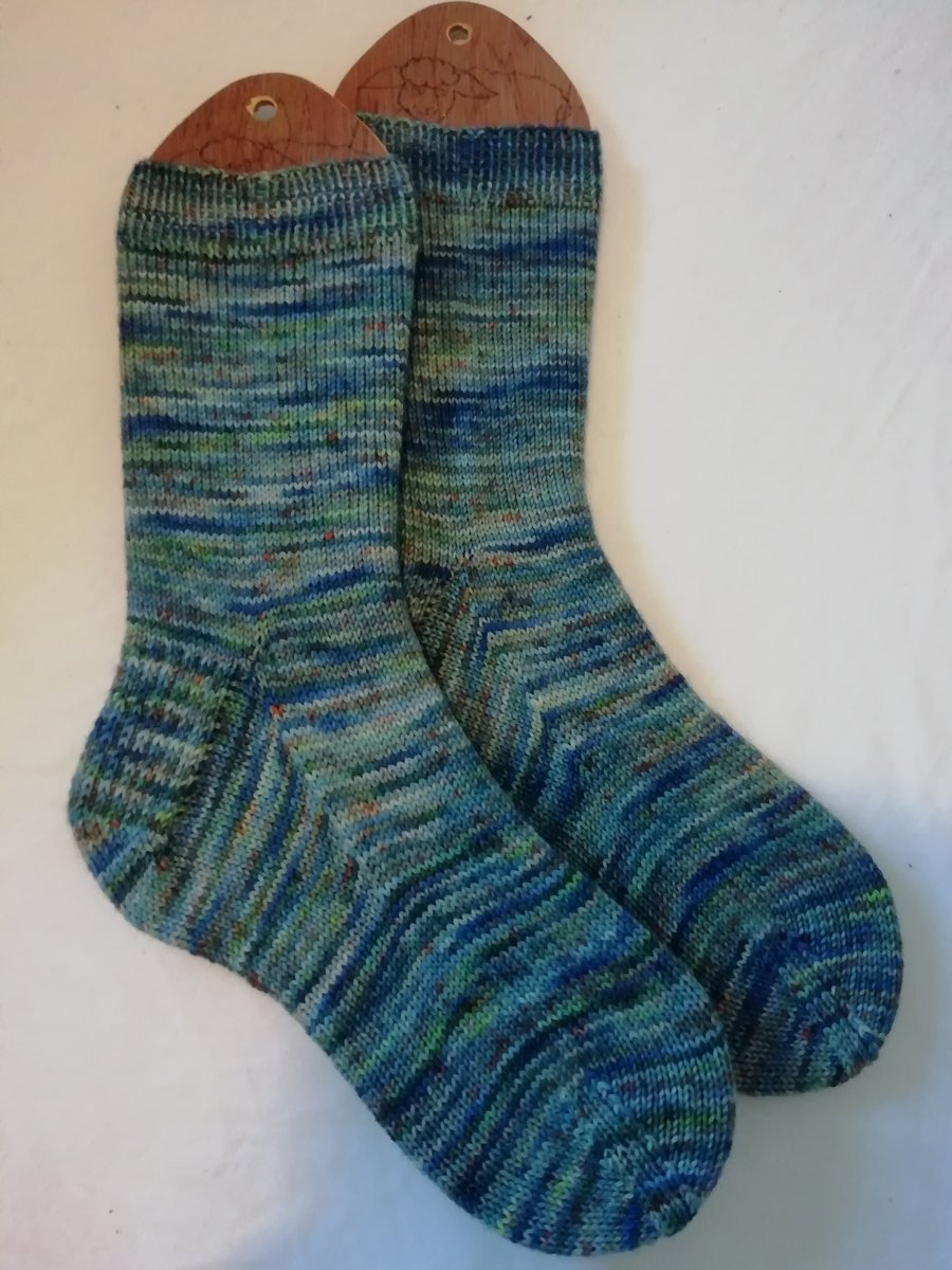 Hand knitted socks, Monet Water Lillies, MEDIUM, size 5-6