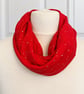 Red with Gold Speckles Infinity Scarf, 100% cotton  - Image 5