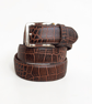 Mustard Tan Full Grain Crocodile Embossed Belt Gold-Tone Buckle Mens 38mm - Image 7