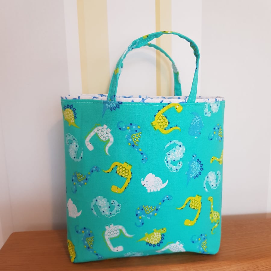 Dino gift bag; fabric and reusable