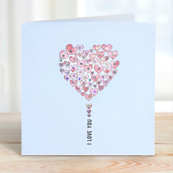 Valentine’s Day Card Simple watercolour Heart Handmade Card 