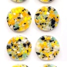 Pack of 8 Recycled Buttons, 20mm Wide, Duck Egg and Yellow Highlights, Eco