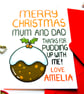 Personalised Funny Christmas Pudding Xmas Card For Mum And Dad - Image 7