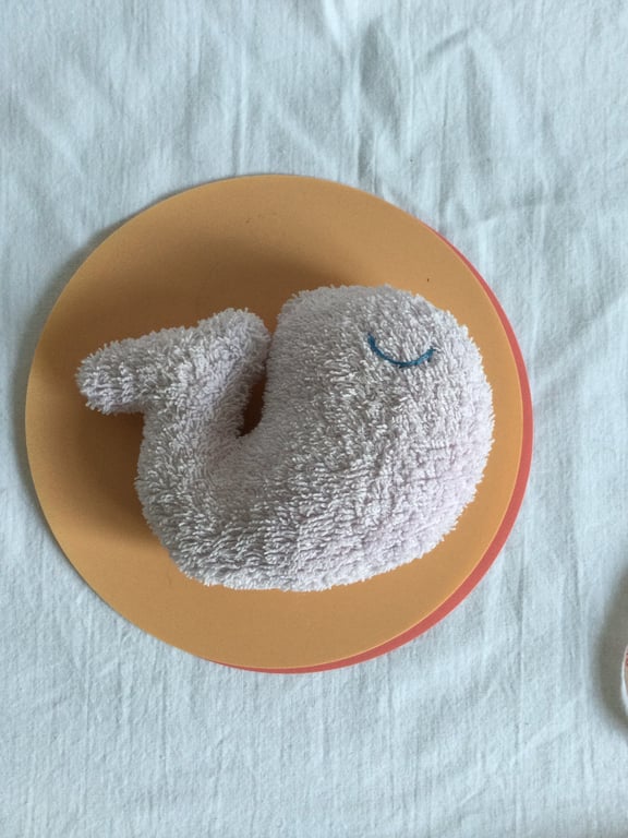 Small cotton whale rattle. Whale rattle plushy. Small gift for new baby.