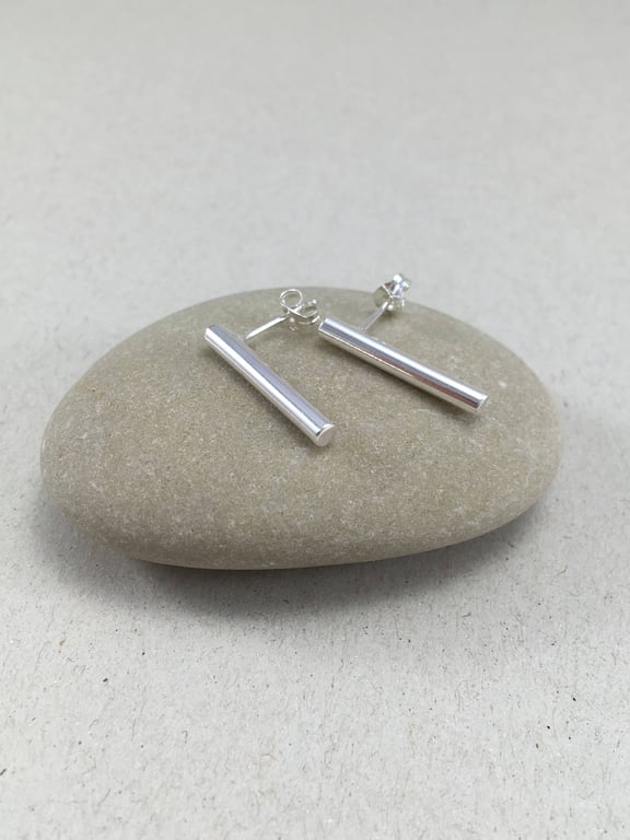 Sterling Silver Bar Stud Earrings