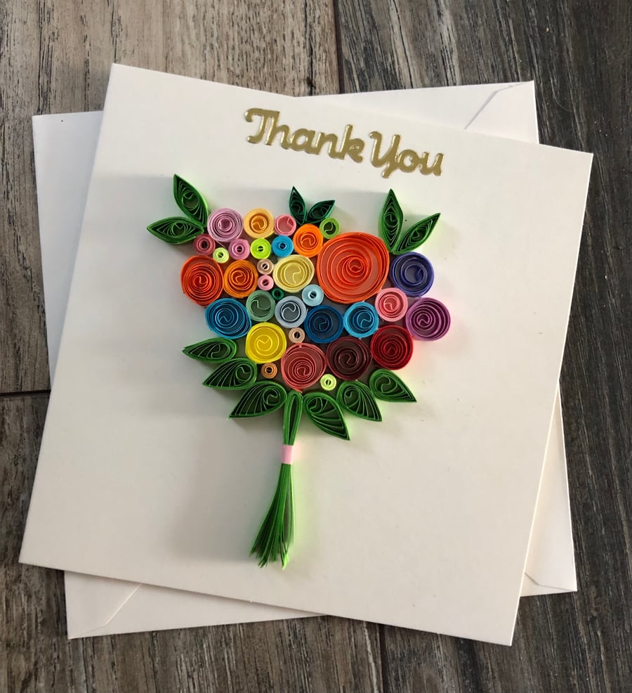 Handmade quilled thank you card