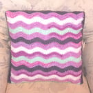 Crochet cushion cover, striped pattern, 40 x 40 cm, handmade