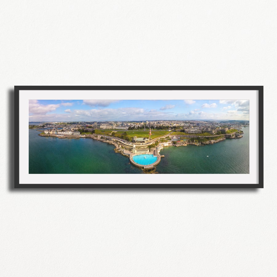 Plymouth Hoe, Smeaton's Tower & Tinside Lido, Plymouth, Devon - Panoramic Print