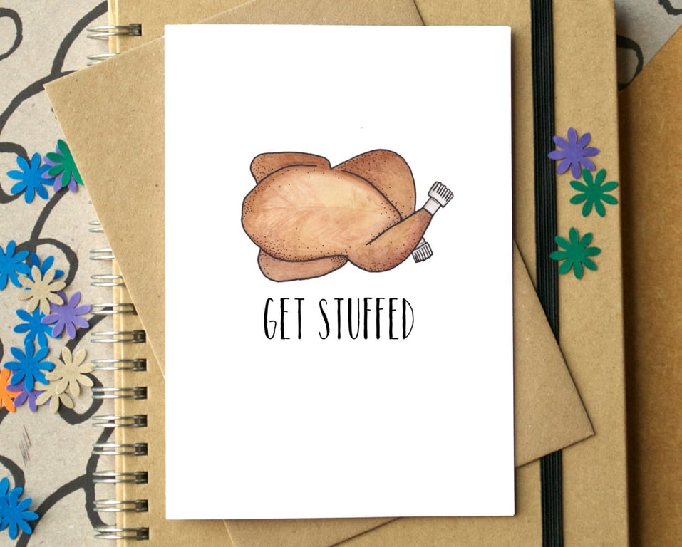 Funny "Get Stuffed" Turkey Christmas Card
