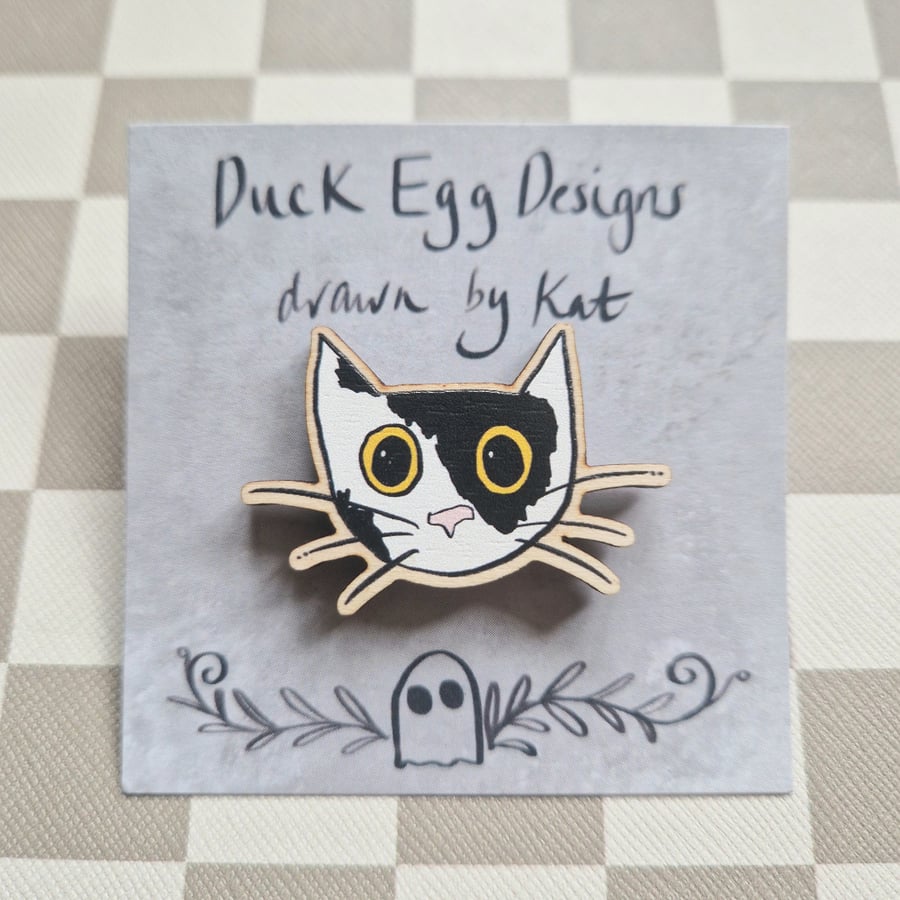 Mazikeen Black and White Cat Pin Badge