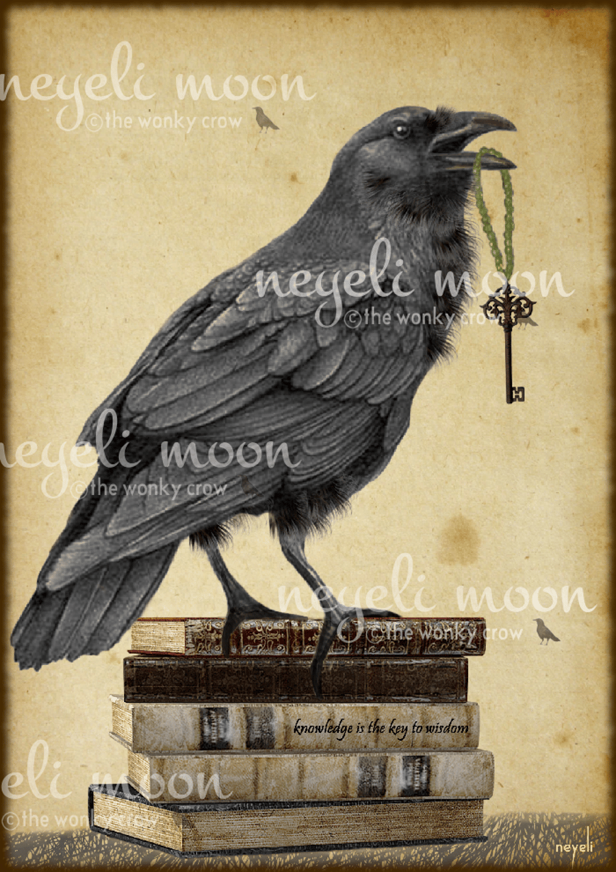 Raven Wisdom A4 original  Artwork print by neyeli