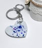 Sparkly Blue Glitter Heart Keyring 