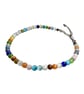 Colorful Cat's Eye Beaded Bracelet - Adjustable Silver Tone Chain
