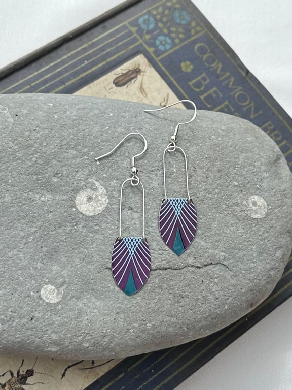 Art Deco style recycled tin earrings 