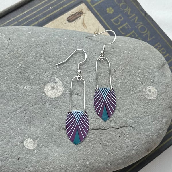 Art Deco style recycled tin earrings 