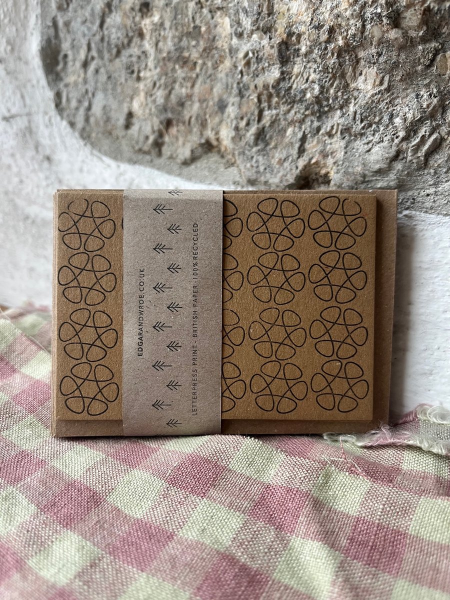 10 Note Cards & Envelopes. Flowers. Blank Note Cards. Letterpress Hand Printed. 