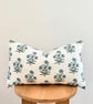Blue Floral & Stripe Lumbar Cushion Covers – 22 x 14 Inch