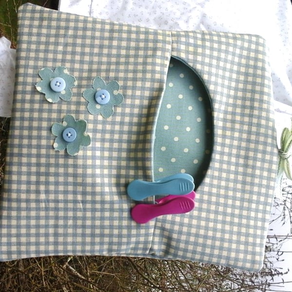 Duck Egg Blue Check peg Bag