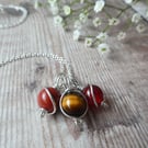 Sterling silver gemstone charm necklace, crystals for confidence