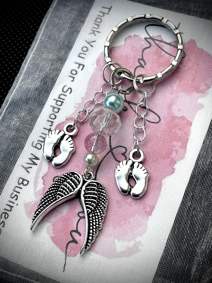 Blue Pink Miscarriage Baby Loss Infant Loss Memorial Keyring Keychain 