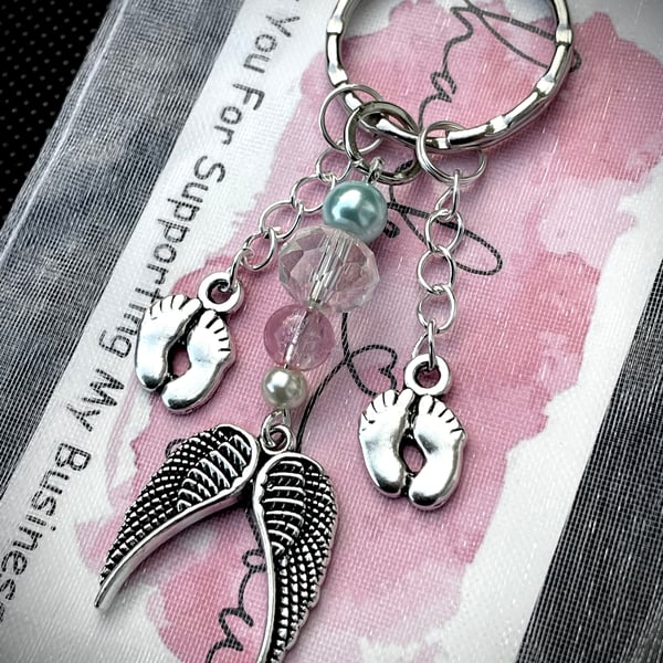 Blue Pink Miscarriage Baby Loss Infant Loss Memorial Keyring Keychain 