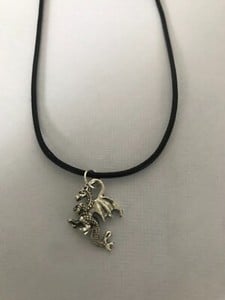 dragon charm pendant on a 18" leather cord necklace