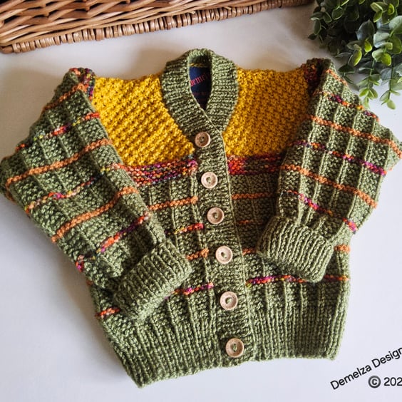 Designer Baby Boy's Hand Knitted Cardigan  9 -18 Months Size
