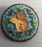 Hand Embroidered Squirrel Button Brooch - Image 1