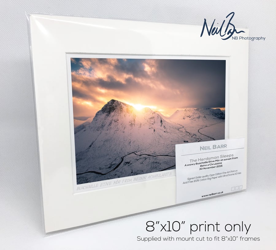 Buachaille Etive Mor, Glen Coe in the snow - A5 (10"x 8") Unframed Print