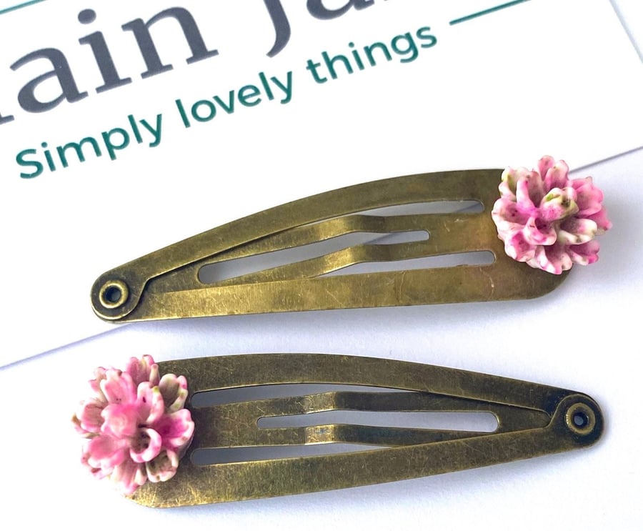 Midsummer Night s Bloom Clips x2 - Flower Hair Clips - Flower Barrettes - Non Sl