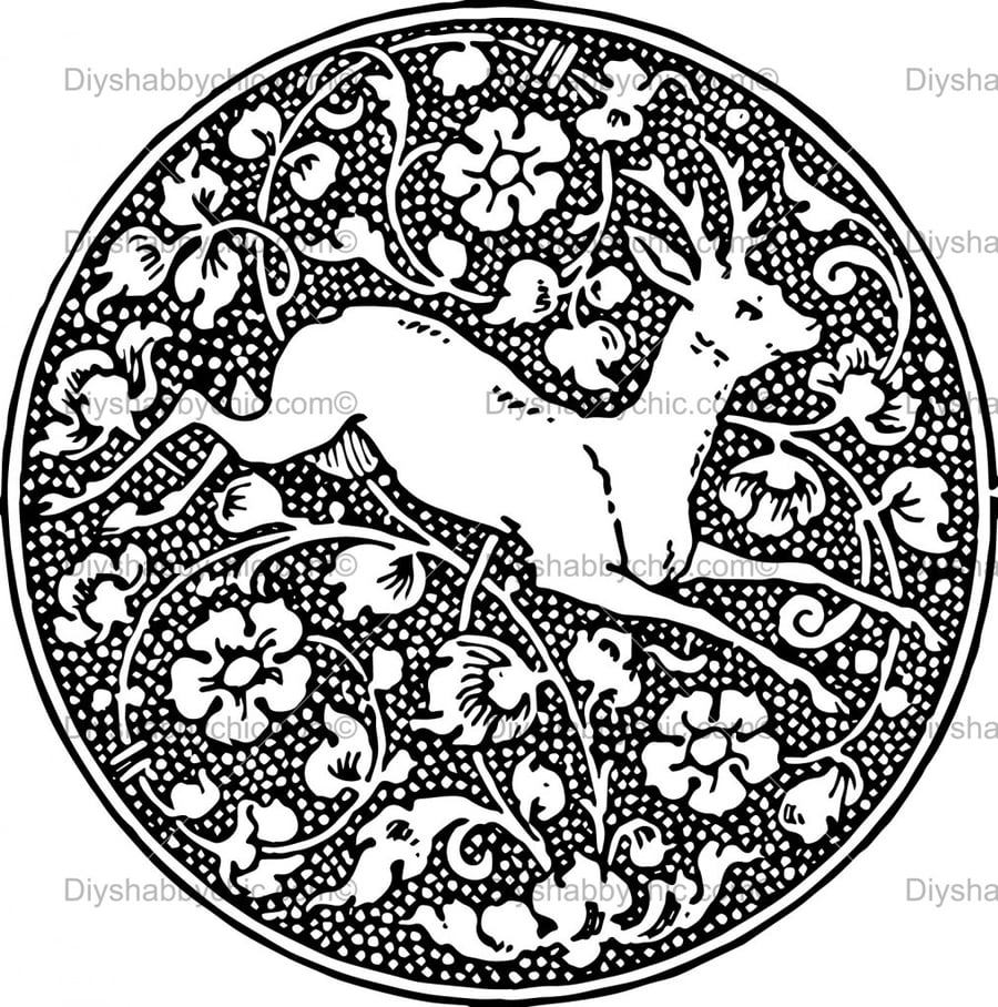 Waterslide Wood Furniture Decal Vintage Image Transfer DIY Shabby Chic Art Deer
