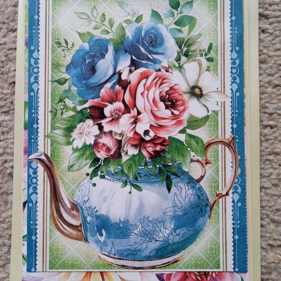 Vintage-style teapot card - Blank card - Treasured Keepsake