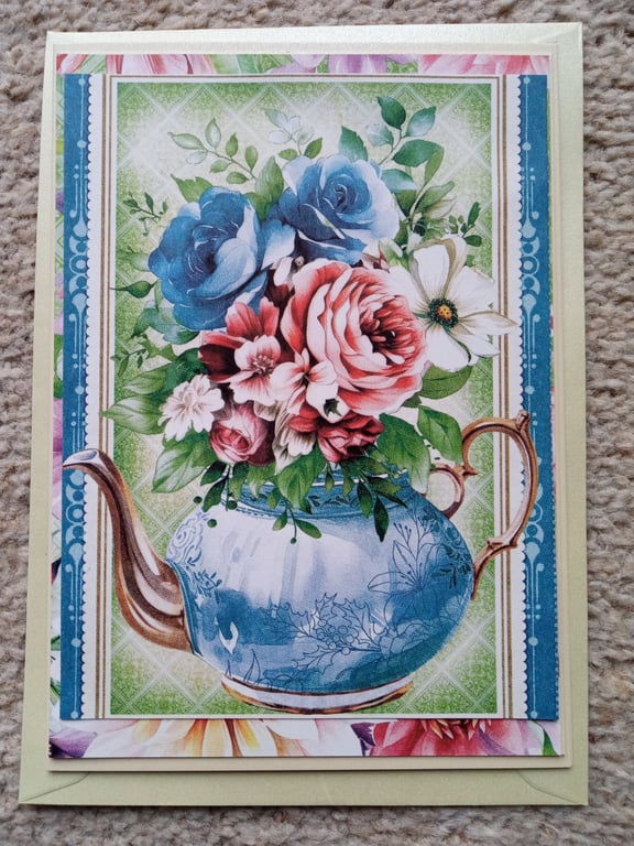 Vintage-style teapot card - Blank card - Treasured Keepsake