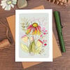Summer Flowers, A birthday Greeting card, Floral, Botanical, Thinking of you