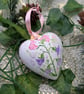 Sweet pea hand-painted ceramic heart ornament - Image 3