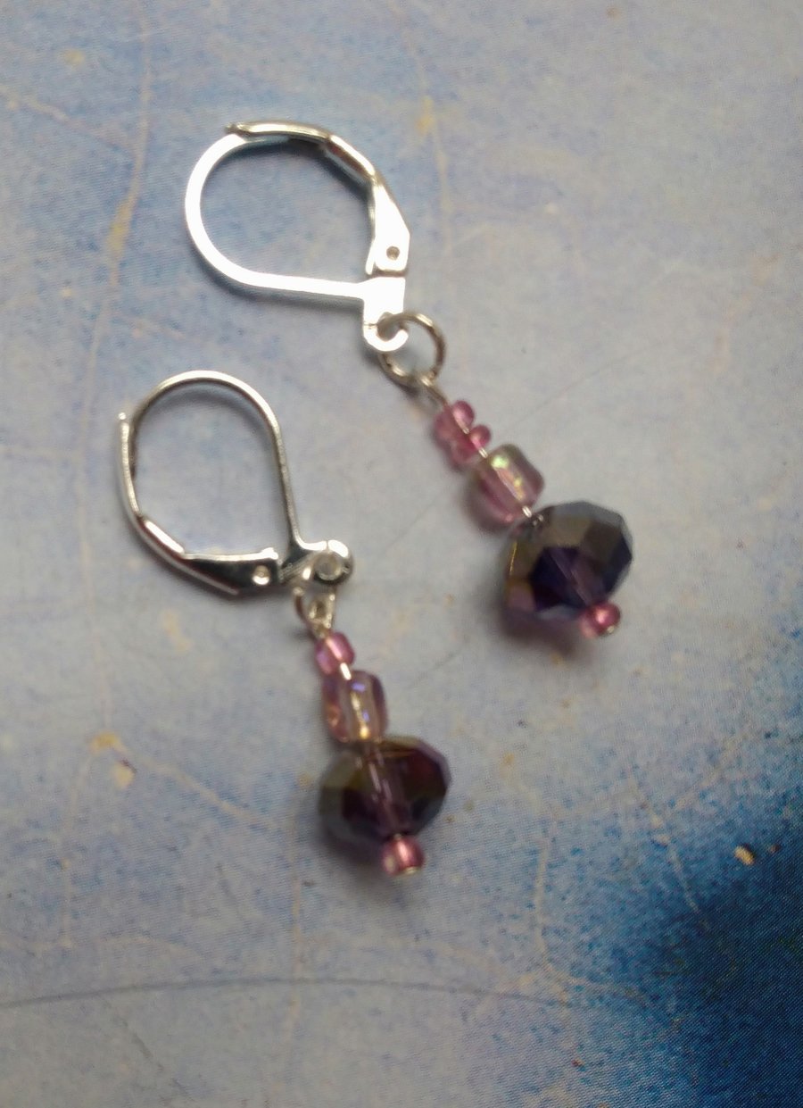 Crystal Glass Recycled Bead Earrings
