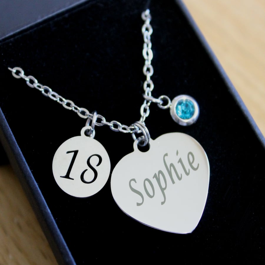 Personalised ENGRAVED 16th 18th 21st 30th 40th 50th 60th Necklace Birthday Gifts