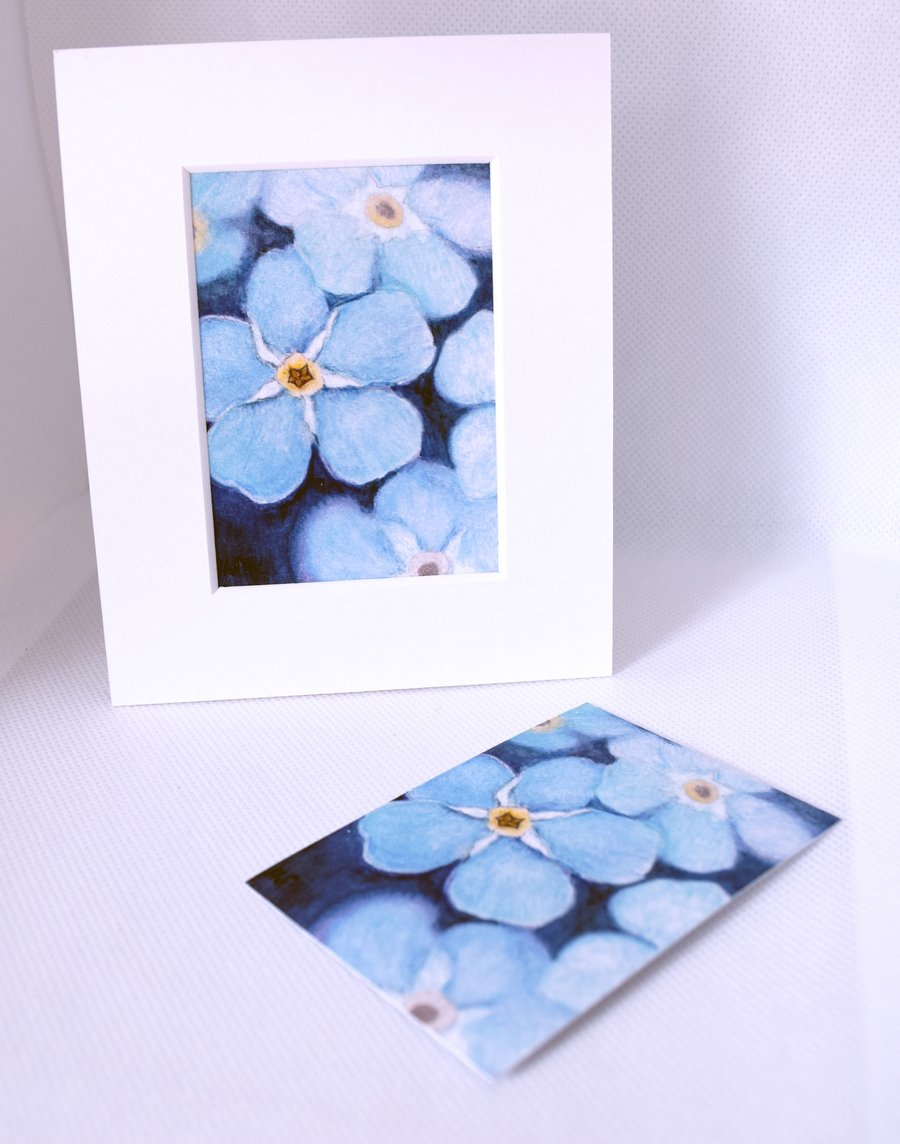Forget Me Nots ACEO Giclee Art Print, Floral ACEO, ATC