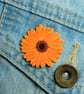 Marigold Brooch, Handmade Wooden Flower Pin, October Birthday Gift - Image 3