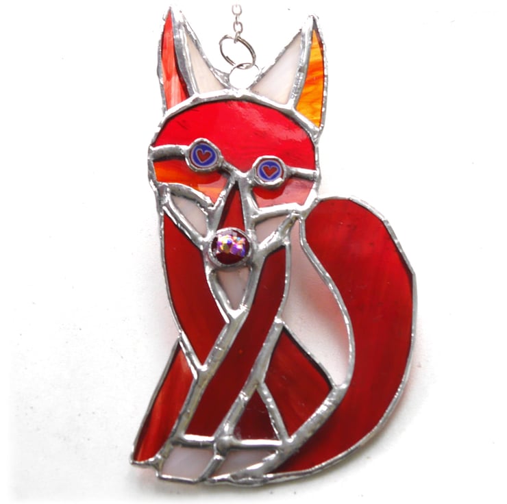 Fox Suncatcher Stained Glass Funky Red - Folksy