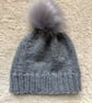 Hand Knitted Hat 16 - Medium in Grey yarn with silver thread - Image 10