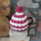 Vegan Small Tea Cosy for 2 Cup Tea Pot, Cornish Style, Hand Knitted