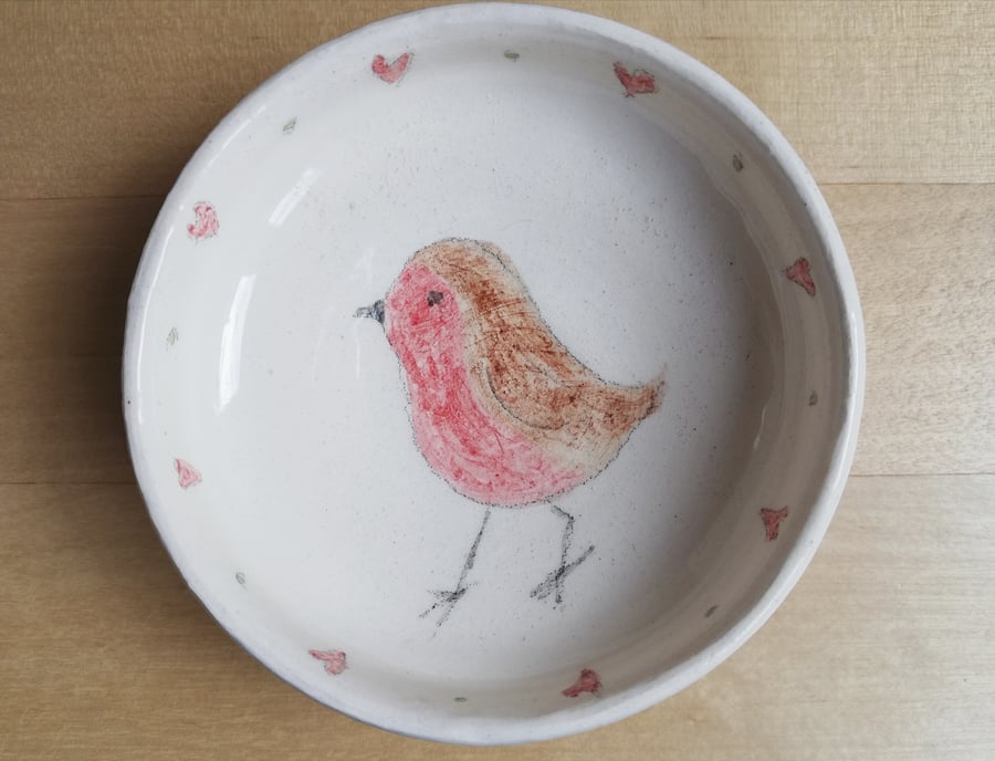 Robin tea bag holder or handmade used bag rest dish gift for tea lover